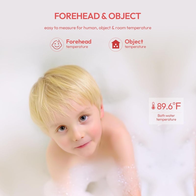 Viproud Forehead Thermometer for Adults, Kids & Babies, No-Touch Digital Thermometer with LCD Backlight Display, Fever Alarm and 1s Instant Reading - Pink - Image 4